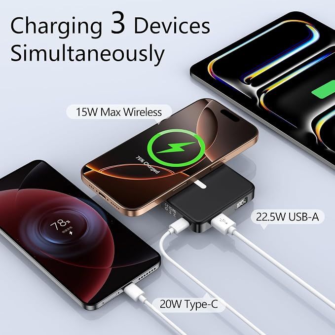 YUJE for Magsafe Battery Pack Magnetic Power Bank 10000mAh, Wireless Portable - Image 4