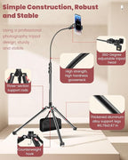 87" Phone Tripod, Overhead Flexible Tall Tripod Stand - Image 3