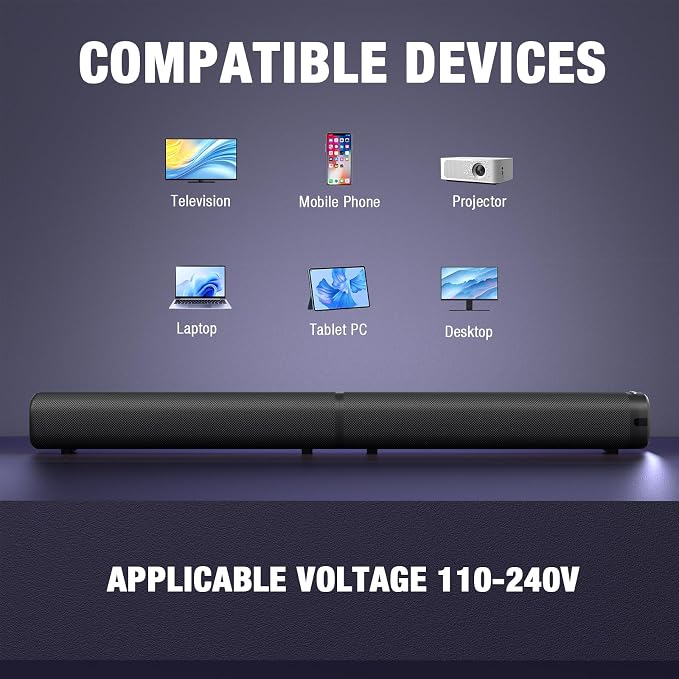 Sound Bar, 100W Sound Bar for Smart TV, 2 in 1 Detachable Home Speaker Bass - Image 5