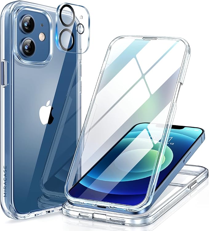 Miracase Glass Case for iPhone 12/12 Pro 6.1 inch, Upgraded Full-Body Rugged by Miracase