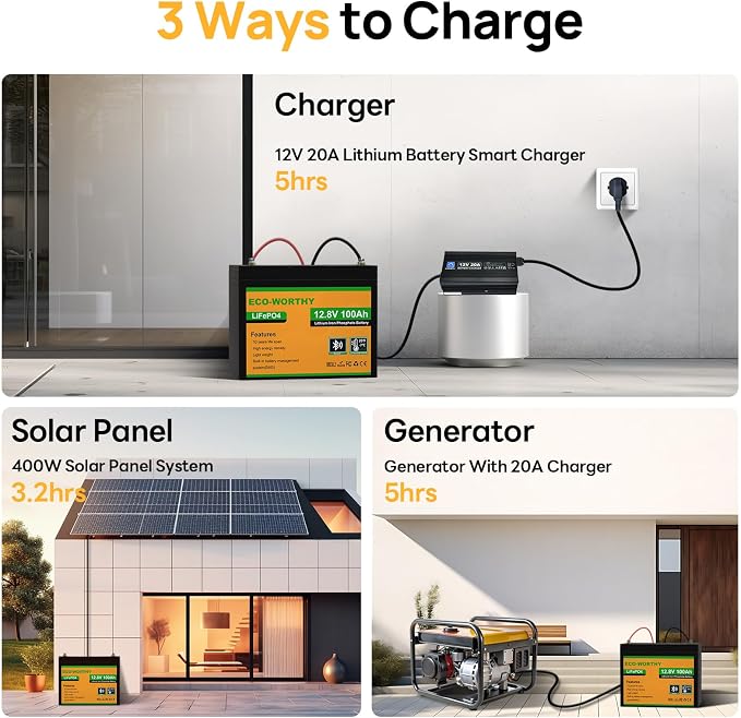 ECO-WORTHY 12V 100AH LiFePO4 Lithium Battery - Image 9