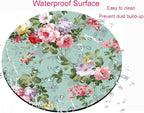 Mouse Pad, Mint Floral Teal Mouse Pad, Washable Round Mousepad - Image 4