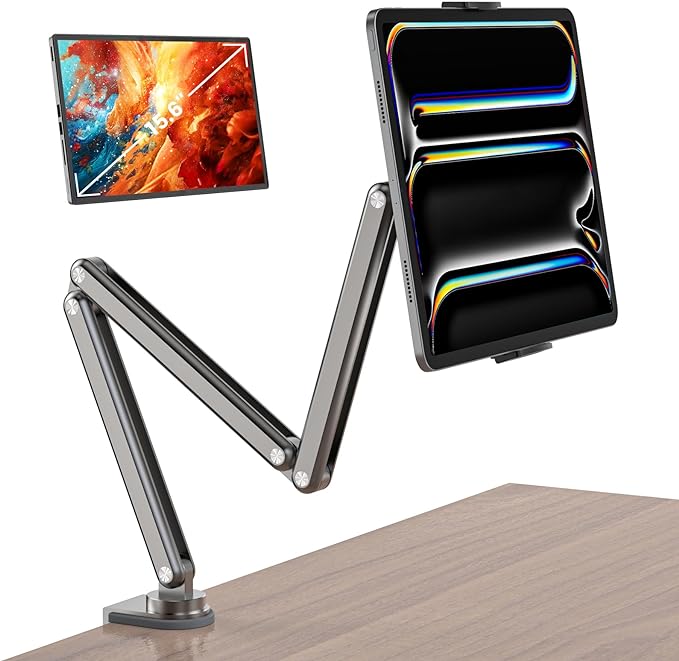 Tablet Stand for Desk, Aluminum Alloy Foldable Tablet Arm Mount Holder by KUXIU