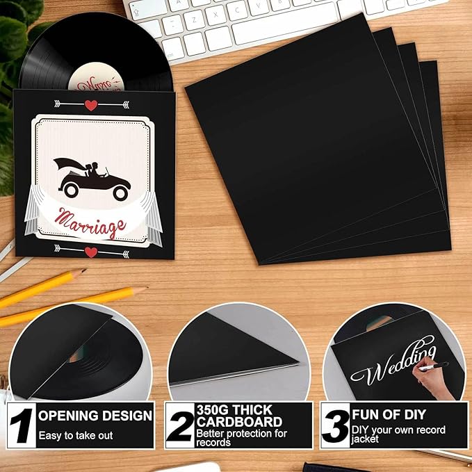 Colarr 30 Pcs 12 Inch Vinyl Record Sleeves 350gsm Blank Album Jackets Cardboard - Image 3