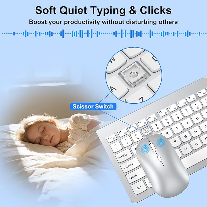 Wireless Keyboard and Mouse Combo, Ultra Slim Design Full Size Keyboard and 3 - Image 2