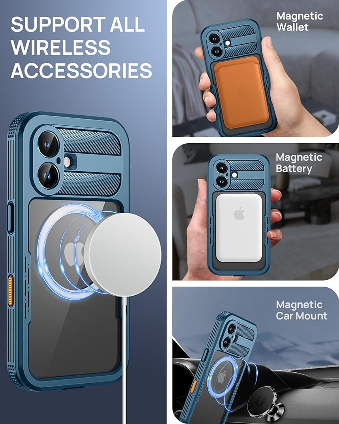 Lanhiem Magnetic for iPhone 16 Plus Case, IP68 Waterproof Dustproof Case - Image 3