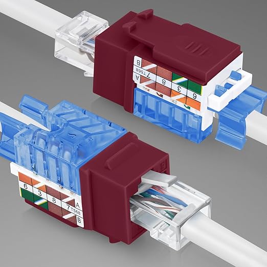 Everest 45° Angled RJ45 Cat5e Keystone Jacks 10-Pack in Red - Image 8