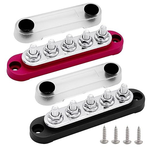 5 x M6 Studs Power Distribution Block Bus Bar 12V, Ampper 4.3" 150A Marine by Ampper