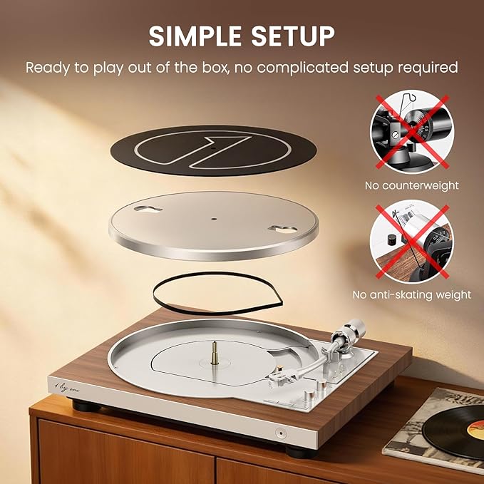 1 BY ONE Fully Automatic Record Player, HiFi Vinyl Turntable - Image 4