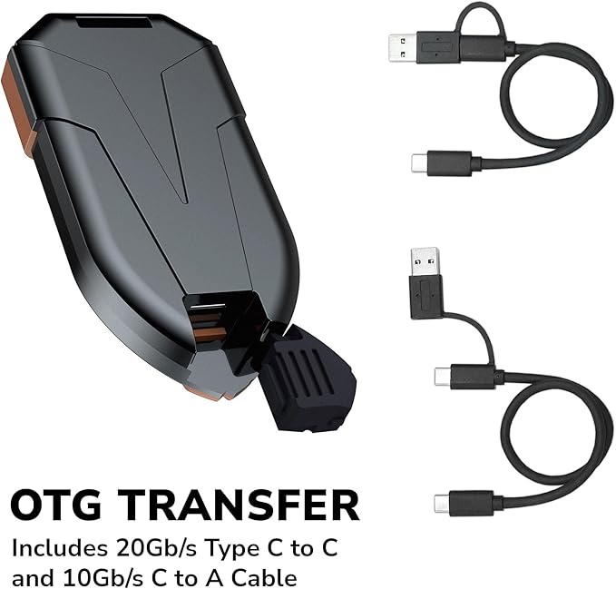 DATO 1TB External SSD, ARES Amber Shield Portable SSD w/LED, OTG-Supported - Image 7