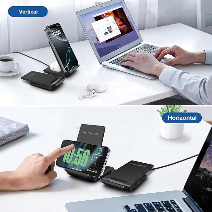 PDKUAI 2 in 1 Wireless Charger, 25W Foldable Wireless Charging Station - Image 2