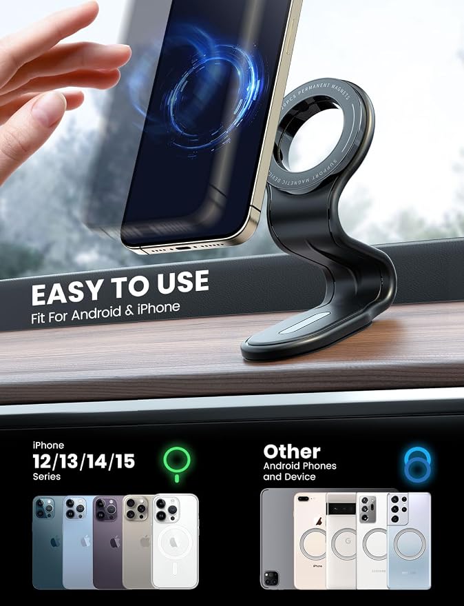 eSamcore for MagSafe Car Mount Detachable, Bendable Aluminum Arm Magnetic Phone - Image 7