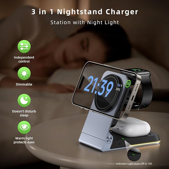 Aluminum 3 in 1 Wireless Charging Station, Foldable Wireless Charger - Image 6