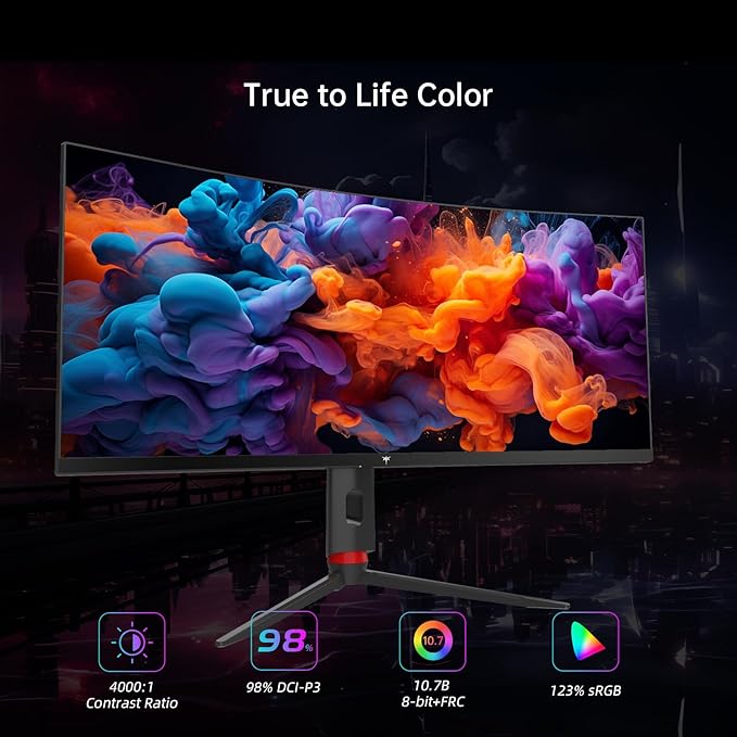 KTC 34 Inch Curved Ultrawide Gaming Monitor, 3440x1440p 165Hz 1ms, 1500R Curved - Image 4