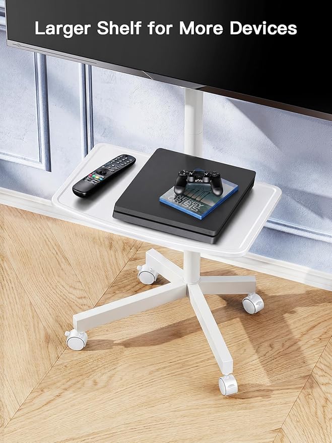 PERLESMITH Rolling White TV Stand - Image 6