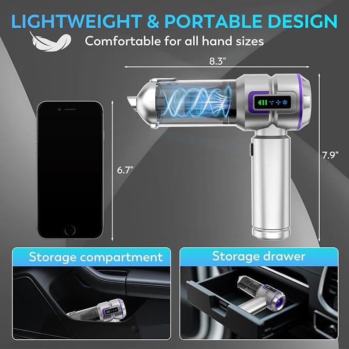 Car Vacuum Cleaner, 22000PA High Power Portable Handheld Car Vacuum & Air Duster - Image 7