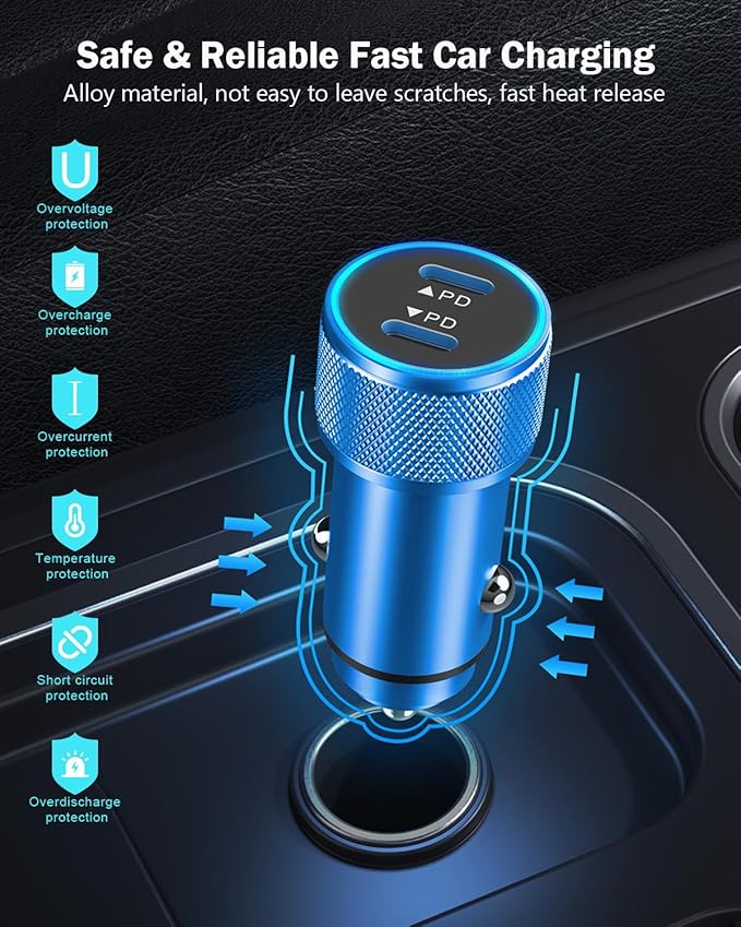 iPhone Car Charger Fast Charging, iPhone 16 Car Charger 2PACK Dual USB C PD3.0 - Image 5