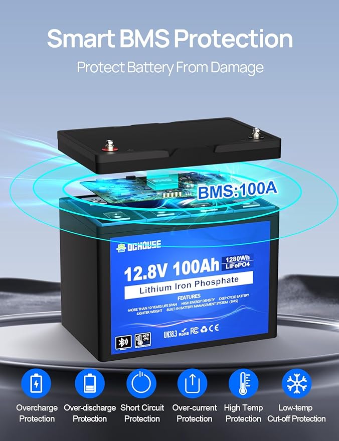 DC HOUSE 12V 100Ah LiFePO4 Lithium Battery, Group 31 Lithium Battery, 100A BMS - Image 7