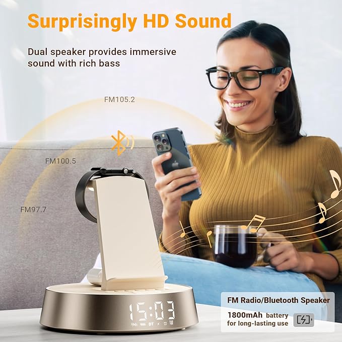 Alarm Clock with Wireless Charging Station, Clock - Image 3