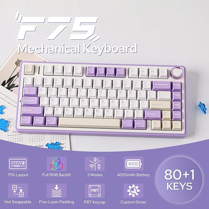 EPOMAKER x Aula F75 Gasket Mechanical Keyboard, 75% Wireless Hot Swappable - Image 2