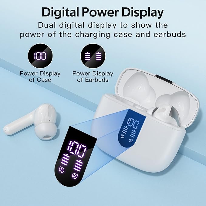 TAGRY Bluetooth Headphones True Wireless Earbuds 60H Playback LED Power Display - Image 2