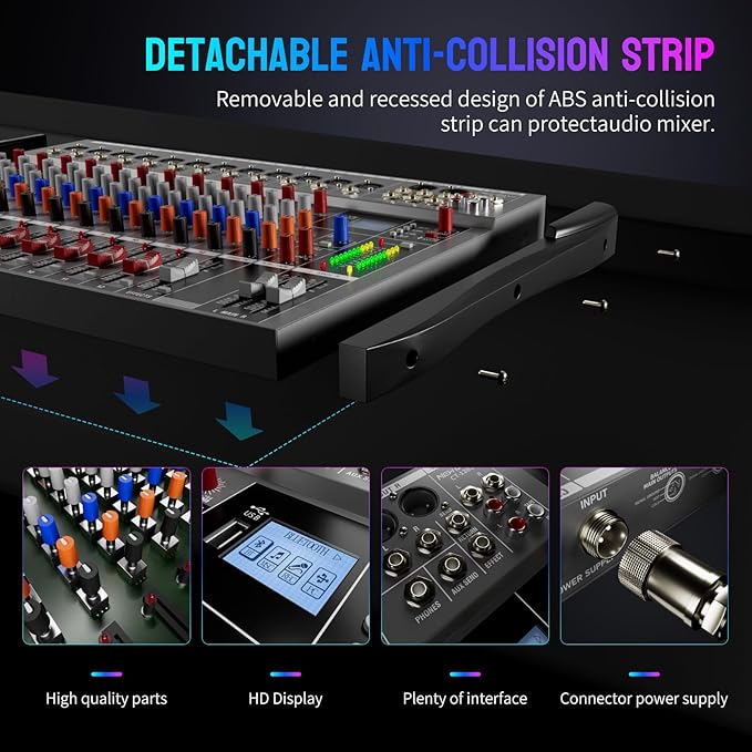 Professional DJ Audio Mixer, 12 Channel Audio Mixer, USB Interface, 12 XLR - Image 9