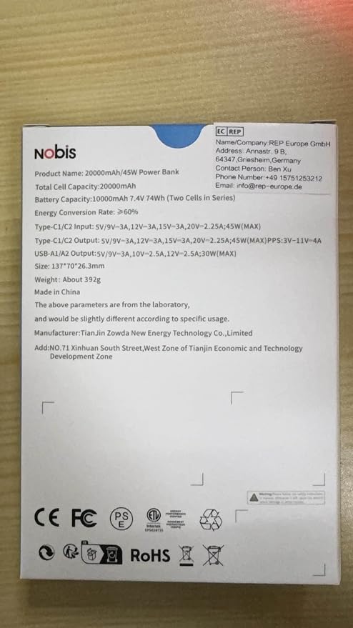 NOBIS Portable Charger, 20000mAh Power Bank, 45W Power Bank Fast Charging - Image 10