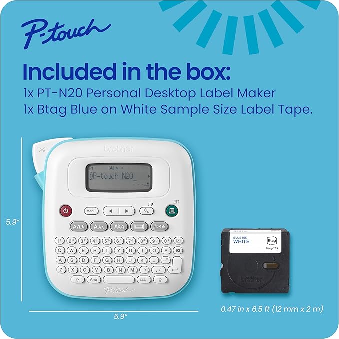 Brother P-Touch PT-N20 Personal Desktop Label Maker, Handheld and Prints - Image 8