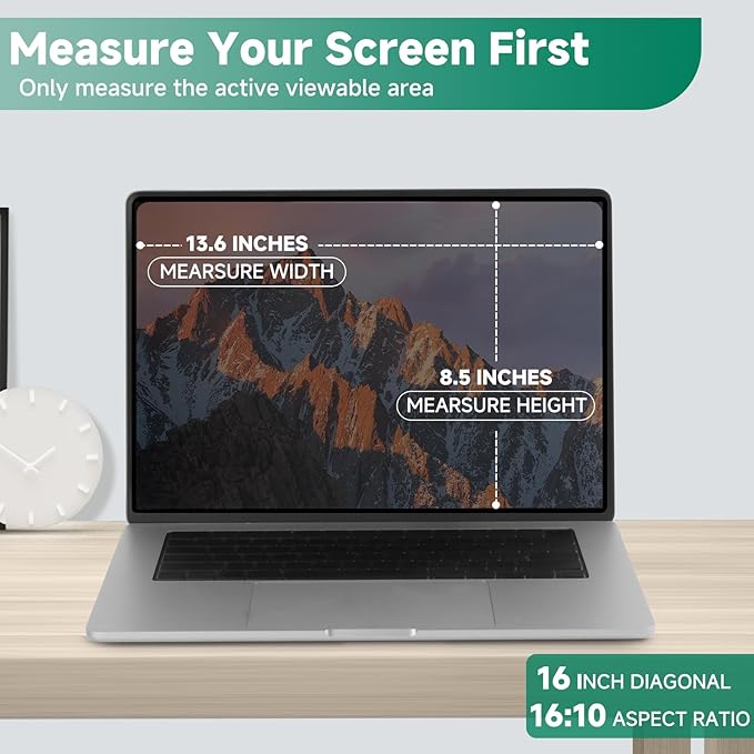 Nano-Suction Laptop Privacy Screen 16 Inch 16:10, Removale Screen Privacy Shield - Image 2