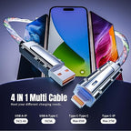 4 in 1 Charging Cable Fast Charging 66W, USB C Cable 3.3 FT Chubby USB A/C to - Image 2