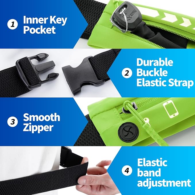 USHAKE Slim Running Belt for Women Men-Runners Phone Holder Fanny Pack - Image 4