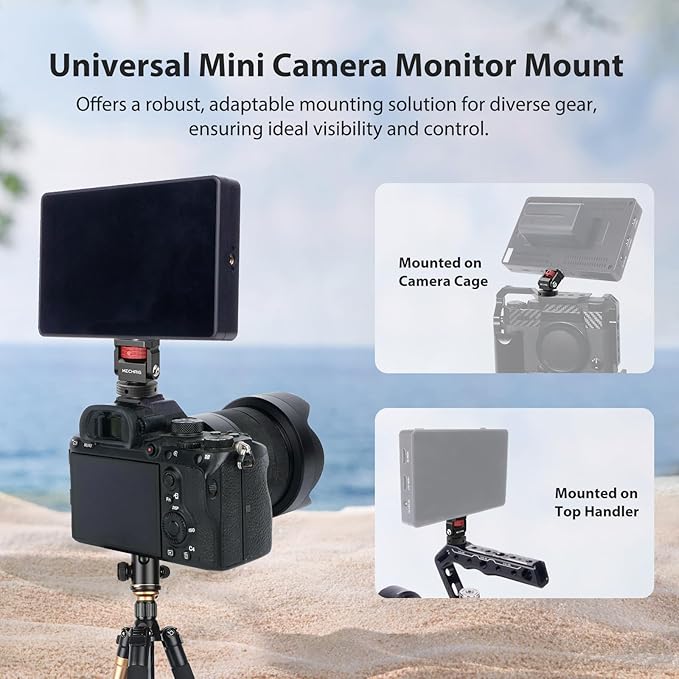 Mini Camera Monitor Mount with Cold Shoe, Aluminum Cold Shoe Mount Adapter with - Image 2