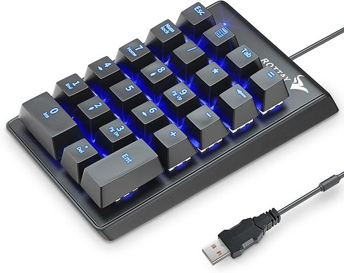 Rottay Number Pad, Mechanical USB Wired Numeric Keypad by Rottay