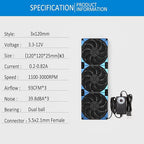120mmx3 360mm Adjustable Computer PC Vent Fans 3-12V Speed Controller - Image 3