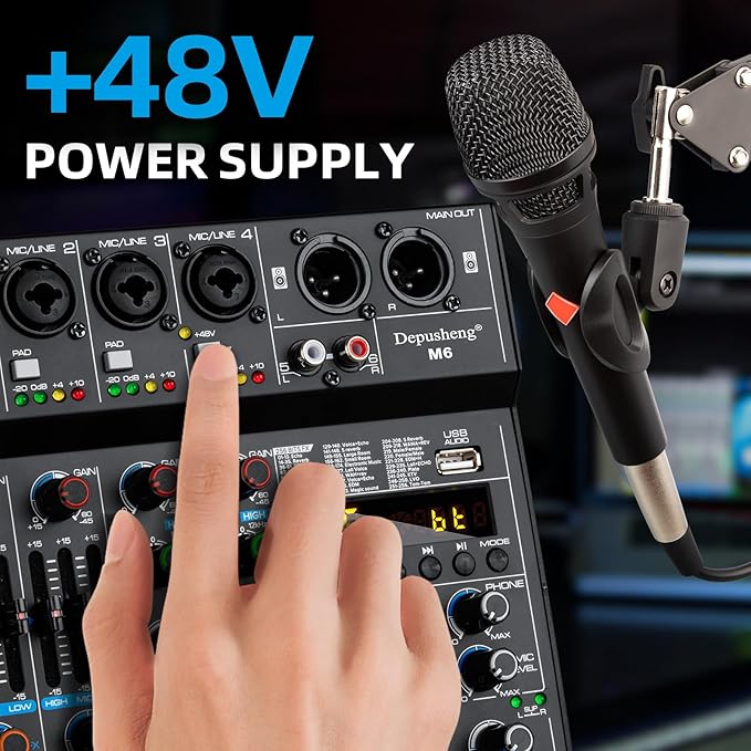 Depusheng M6 Portable Mini Mixer 6-Channel Audio Mixer DJ Console - Image 4