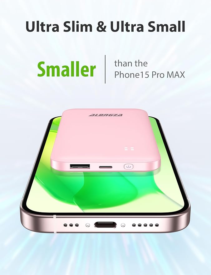 Alongza Portable Charger Built-in Cables and AC Wall Plug, Slim Fast Charging - Image 4