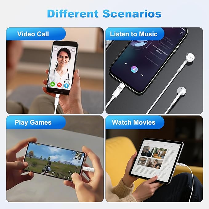 USB C to Lightning Headphone Audio Adapter, 3-in-1 Type C Male to Female - Image 8