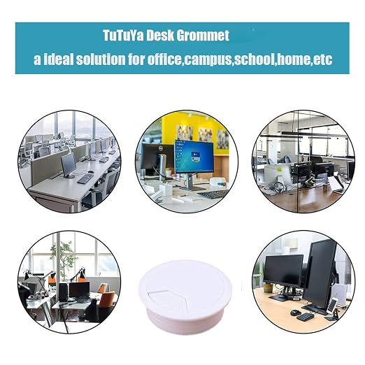 TuTuYa 6PCS Desk Grommet, 3-1/6inch White Desk Cable Hole Covers - Image 8