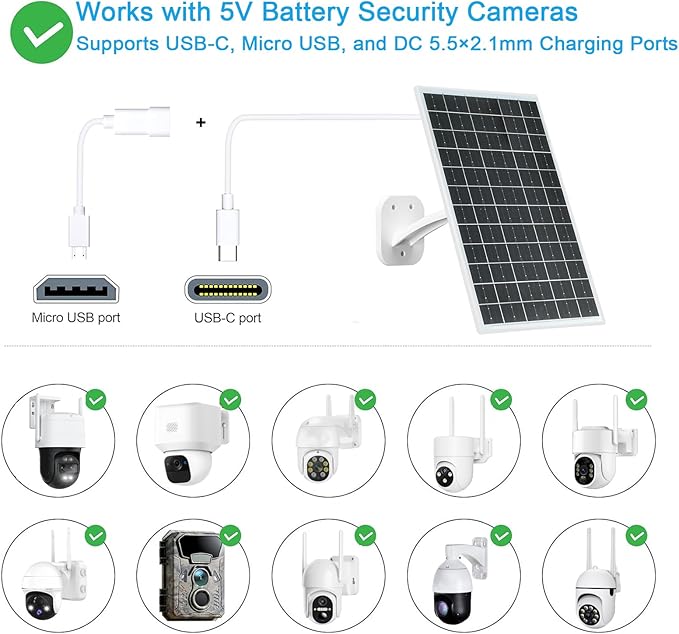 FUTUREZEN 13W Solar Panel for Security Cameras & Trail Cameras, Micro USB & - Image 2