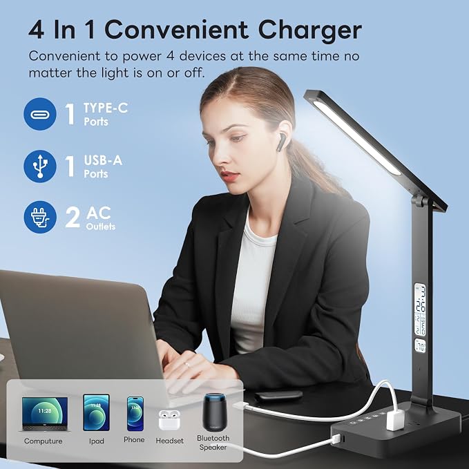 Infiway Desk Lamp with USB Charging Port: LED Eye-Caring Smart Table Light - Image 2