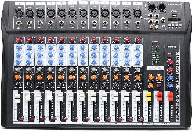 12 Channel Audio Mixer, DJ Soundboard Sound Mixer Console by DNYSYSJ