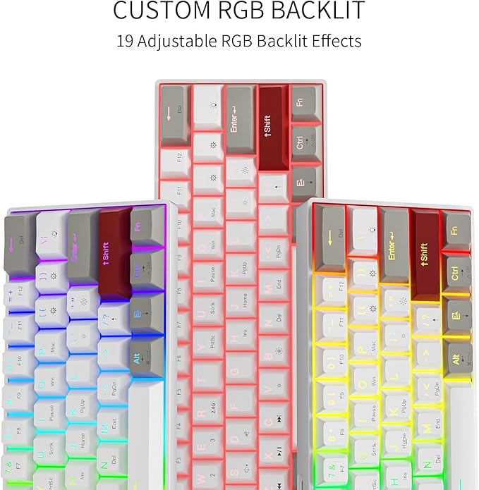 Newmen GM610 60% Wireless Mechanical Keyboard, Wired/Bluetooth/2.4G RGB Backlit - Image 6