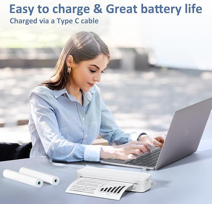 Inkless Portable Printer for Travel, Wireless Thermal Printer Supports 8.5 x 11 - Image 5