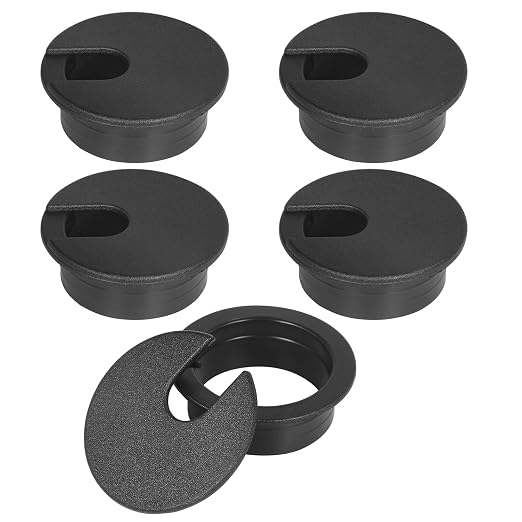 1-3/8" Black Desk Grommet, JTemgle Plastic Cable Hole Cover Computer Table Cord by JTemgle