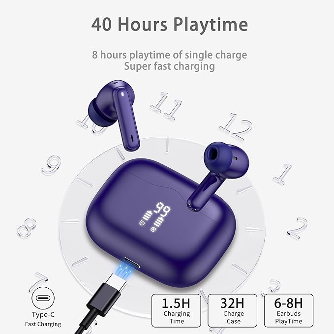 Wireless Earbuds, 4 ENC Noise Cancelling Mic Wireless Earphones 40H, in-Ear - Image 4