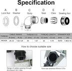 LeMotech M40 Cable Gland, 90 Degree Adjustable 26-33mm Cable Range Strain Relief - Image 2