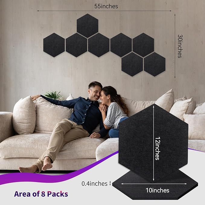 Mollywell Hexagon Acoustic Panels, High Density, Soundproofing, Decorative - Image 4