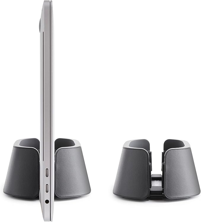 HumanCentric Vertical Laptop Stand in Vegan Black Leather, Upright Adjustable - Image 7