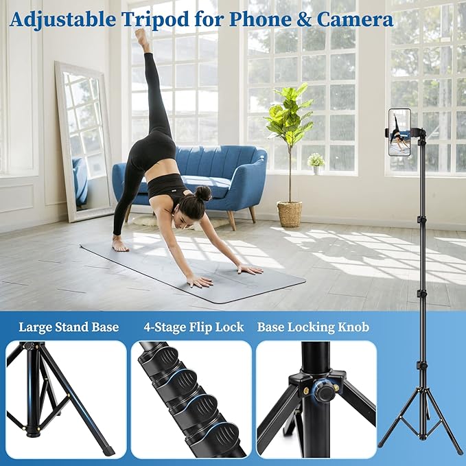 Phone Tripod, Aluminum Alloy Selfie Stick Tripods, Compatible - Image 4