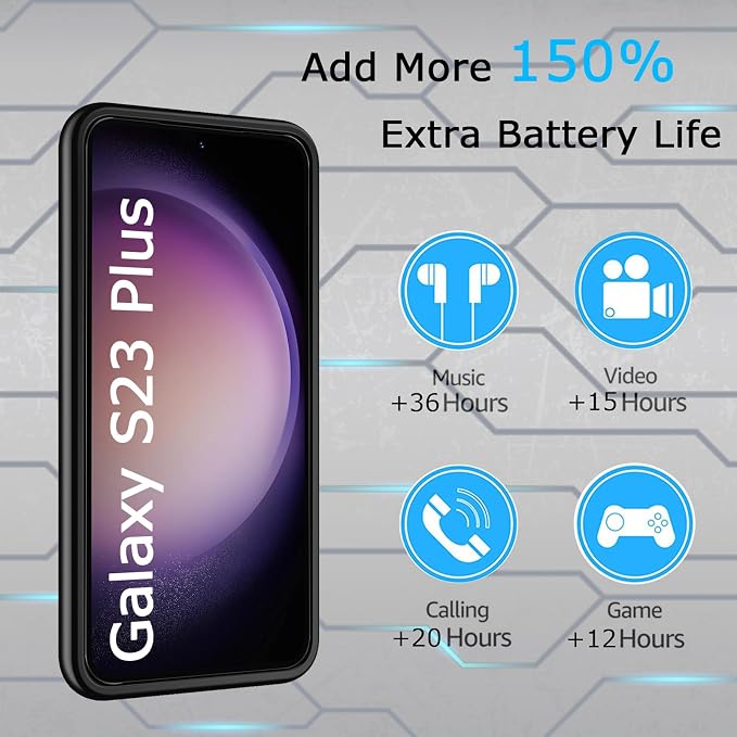 Battery Case for Galaxy S23 Plus, Slim Portable Protective Fast Charging Case - Image 2
